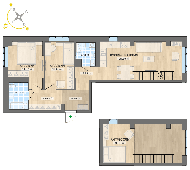 2-комнатная №78 в ЖК Северное сияние VII очередь в Екатеринбург от ...
